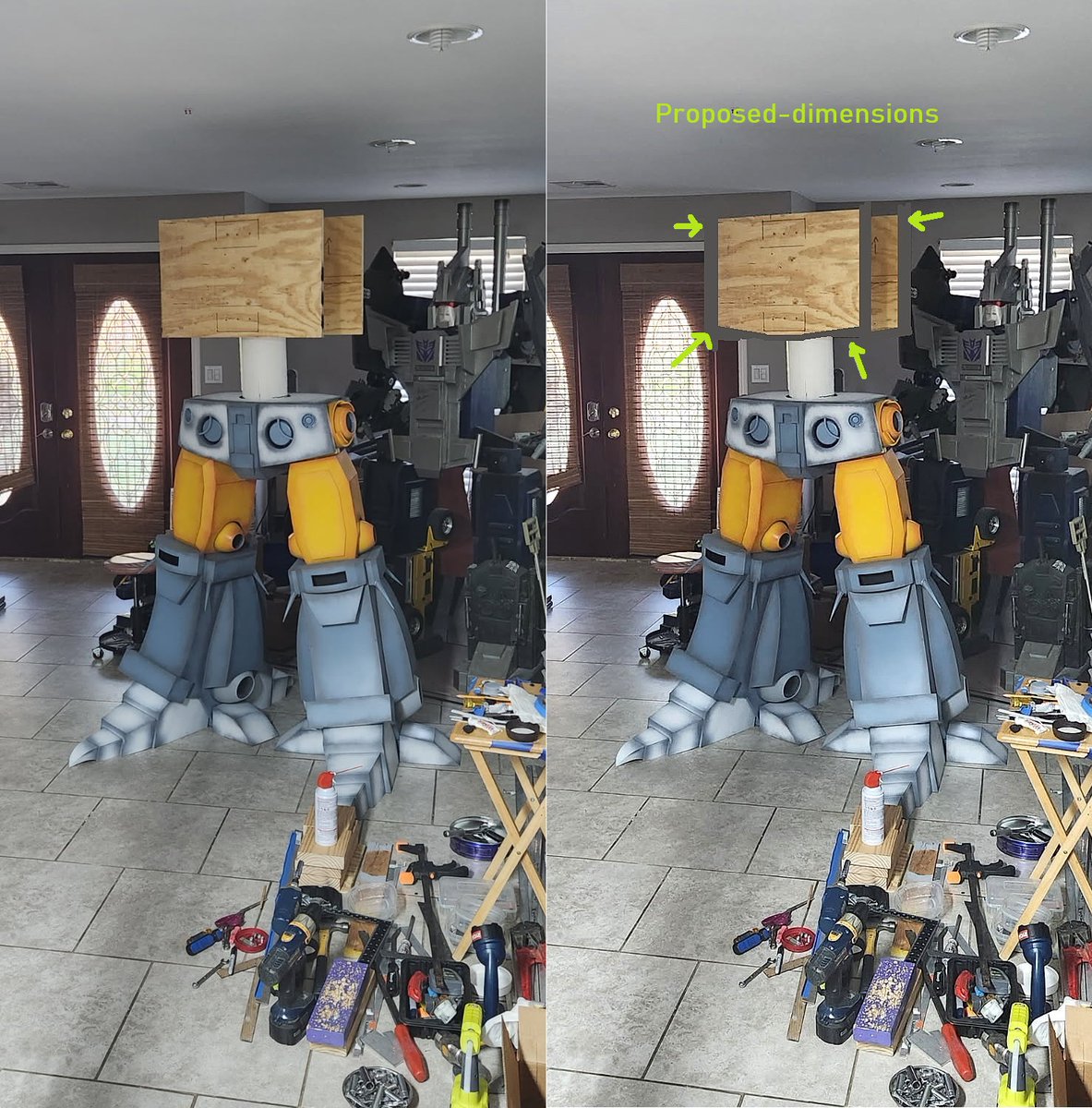 KingbotCustoms's tweet image. ๐ช๐ Unicron's upper-body assembly takes shape as I narrow-down dimensions. I started with oversized-panels & trimmed-down the edges in Paintshop to get a good-visual before making final-cuts today. Gotta be heavy-duty support to hold-up the arms & wings, no way around it. ๐ช๐ค