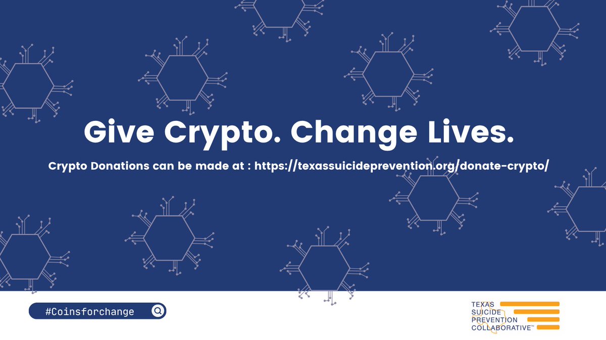💸 Got crypto? Use it to save lives.
Your digital donation supports suicide prevention efforts across Texas.

👉 Donate now: texassuicideprevention.org/donate-crypto/

#CoinsForChange #CryptoForGood #StopTexasSuicides @StopTxSuicides 💙