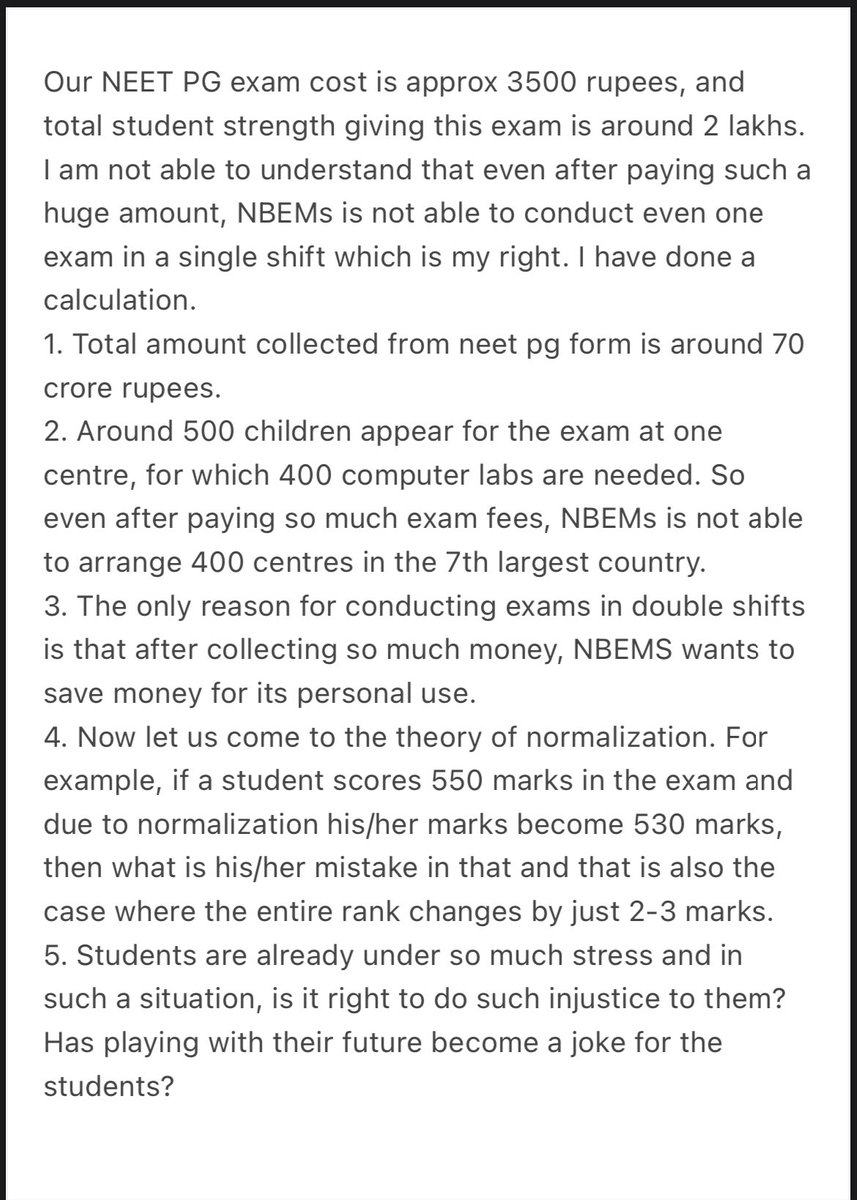 DR.Bhanu kumar (@dflex007) on Twitter photo One of my senior send this to me and this is the bitter truth. <a href="/NMC_IMA_IND/">NMC NBEMS IMA NEET UG/PG/MDS/SS/DM AIIMS AFMC</a> <a href="/JPNadda/">Jagat Prakash Nadda</a> <a href="/MoHFW_INDIA/">Ministry of Health</a> <a href="/NMC_IND/">National Medical Commission</a>
#NEETPG2025 #neetpg #NEETPG #neetpg25 #medicos #doctors #medx #Medx #MedTwitter #SupremeCourtofIndia One of my senior send this to me and this is the bitter truth. <a href="/NMC_IMA_IND/">NMC NBEMS IMA NEET UG/PG/MDS/SS/DM AIIMS AFMC</a> <a href="/JPNadda/">Jagat Prakash Nadda</a> <a href="/MoHFW_INDIA/">Ministry of Health</a> <a href="/NMC_IND/">National Medical Commission</a>
#NEETPG2025 #neetpg #NEETPG #neetpg25 #medicos #doctors #medx #Medx #MedTwitter #SupremeCourtofIndia