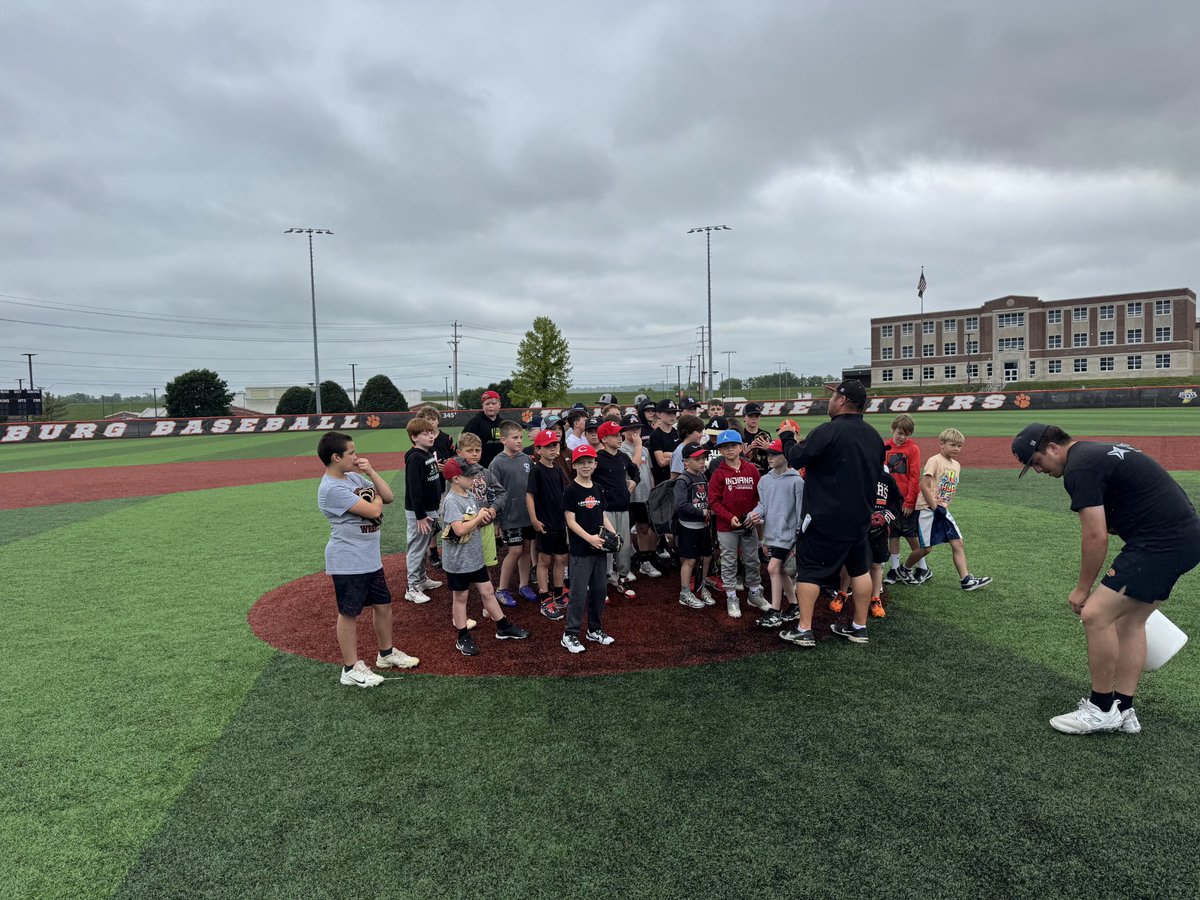 Little bit of rain but a great first day of youth camp! Great turnout of future Tigers! Winners of today's exit-velocity contest are pictured.