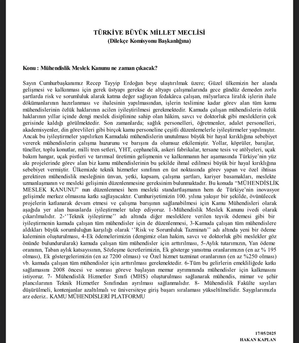 <a href="/a_uraloglu/">Abdulkadir URALOĞLU</a> Mühendislik Meslek Kanunu ne zaman çıkacak Sn Bakanım?