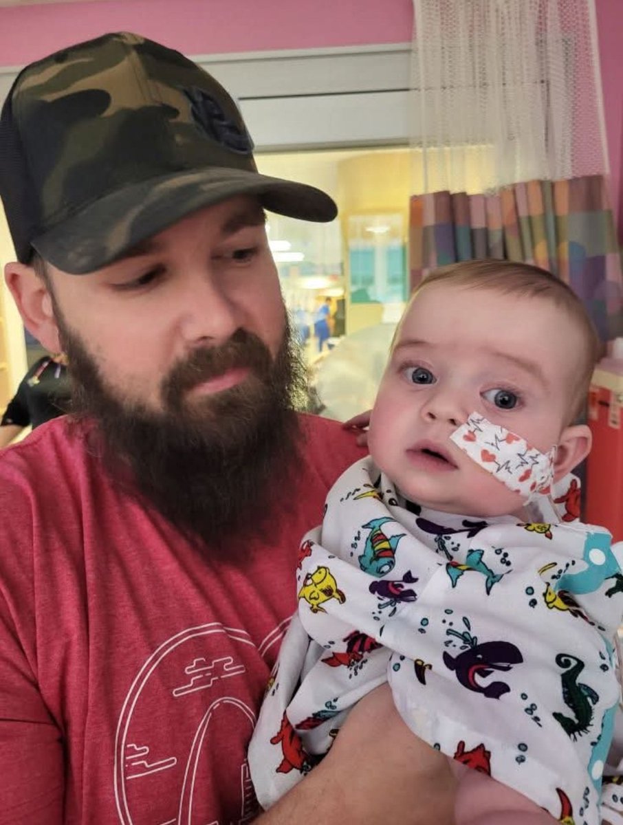 Here we go...the call has been made to take Emery in today for her 2nd heart surgery. My little HLHS Warrior has another big battle ahead of her &amp; could use every prayer any of you are willing to speak on her behalf. This is Em &amp; her Daddy right before heading back to get