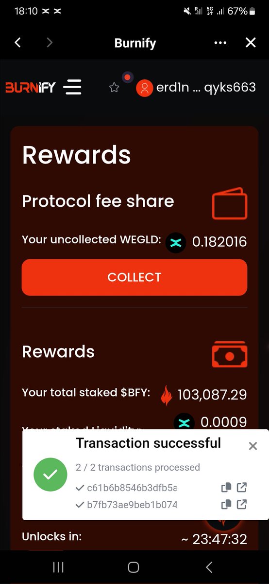 Get in before bullrun and still low marcket cap. Todays reward by 
500 bathes total. Imagine when 
3000 to 5000 bathes daily how this would look like 🤑 so get on <a href="/BurnifyApp/">Burnify</a> dapp and start buyin or burning.