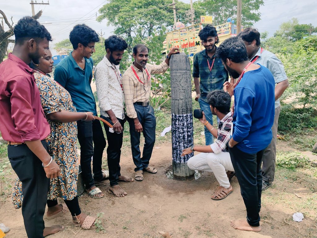AyyangarBksr's tweet image. ●Epigraphy branch #Chennai, delivered lecture on Indian epigraphy, palaeography, and imparted training, technique of taking estampage of #inscriptions to P.G., #Students, Presidency #College, Chennai* at Madhavaram tq, #Tiruvallur dist., #TamilNadu.
●Director (Epi), ASI