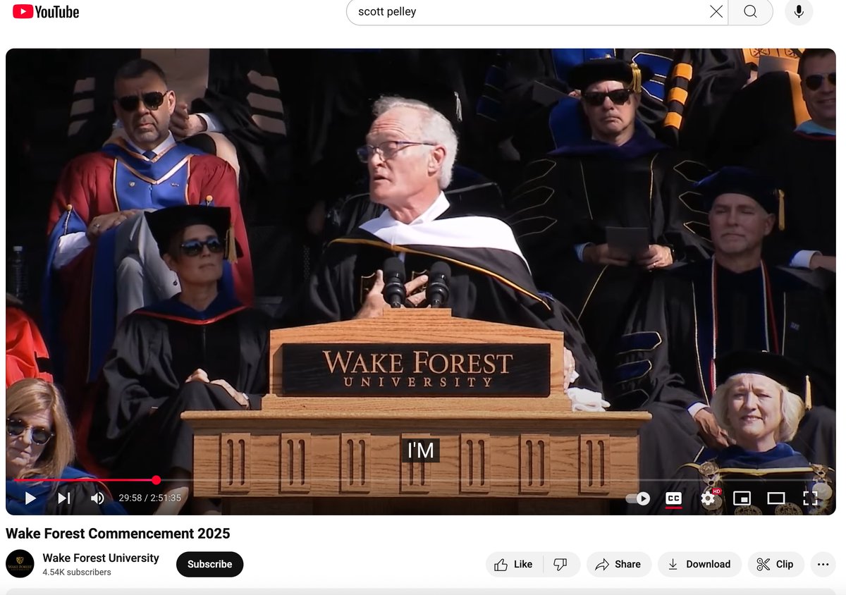 Here is video of 60 Minutes correspondent Scott Pelley's passionate speech during Wake Forest University's commencement about how journalism, universities and freedom of speech are under attack in the modern moment. WATCH: loom.ly/_yinzwg