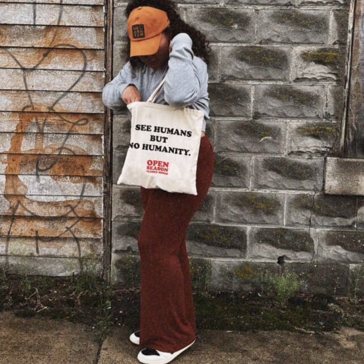 OpenSeasonCM's tweet image. Lightweight No Humanity tote bags are now available on our website!