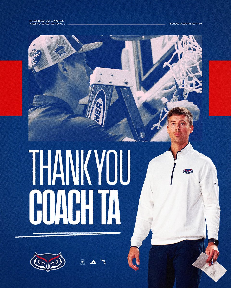 Florida Atlantic Men's Basketball (@faumbb) on Twitter photo Thank you <a href="/CoachTAbernethy/">Todd Abernethy</a> !
Best of luck as you begin your next chapter at Georgia
#WIP๐๏ธ Thank you <a href="/CoachTAbernethy/">Todd Abernethy</a> !
Best of luck as you begin your next chapter at Georgia
#WIP๐๏ธ