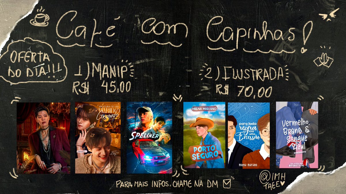 imhttaee's tweet image. olá passageiros!! bem vindos ao café com capinhas ☕

onde você, fantástico autor, faz seu pedido e nós o entregamos com muito amor!

 deixarei explicações logo abaixo!