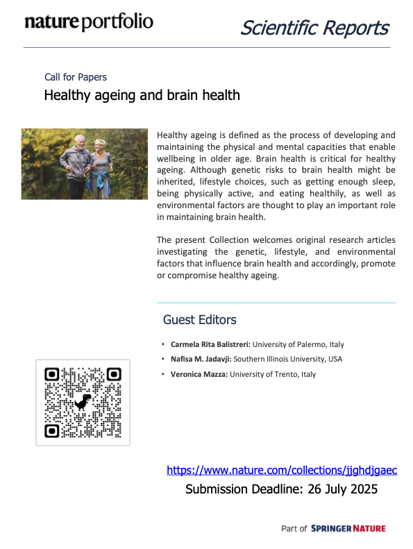 Nafisa M. Jadavji, PhD, FAHA (she/her) (@nafisajadavji) on Twitter photo Our Healthy ageing and brain health collection in <a href="/SciReports/">Scientific Reports</a> is still accepting articles until end of July.
nature.com/collections/jj⦠Our Healthy ageing and brain health collection in <a href="/SciReports/">Scientific Reports</a> is still accepting articles until end of July.
nature.com/collections/jjā¦