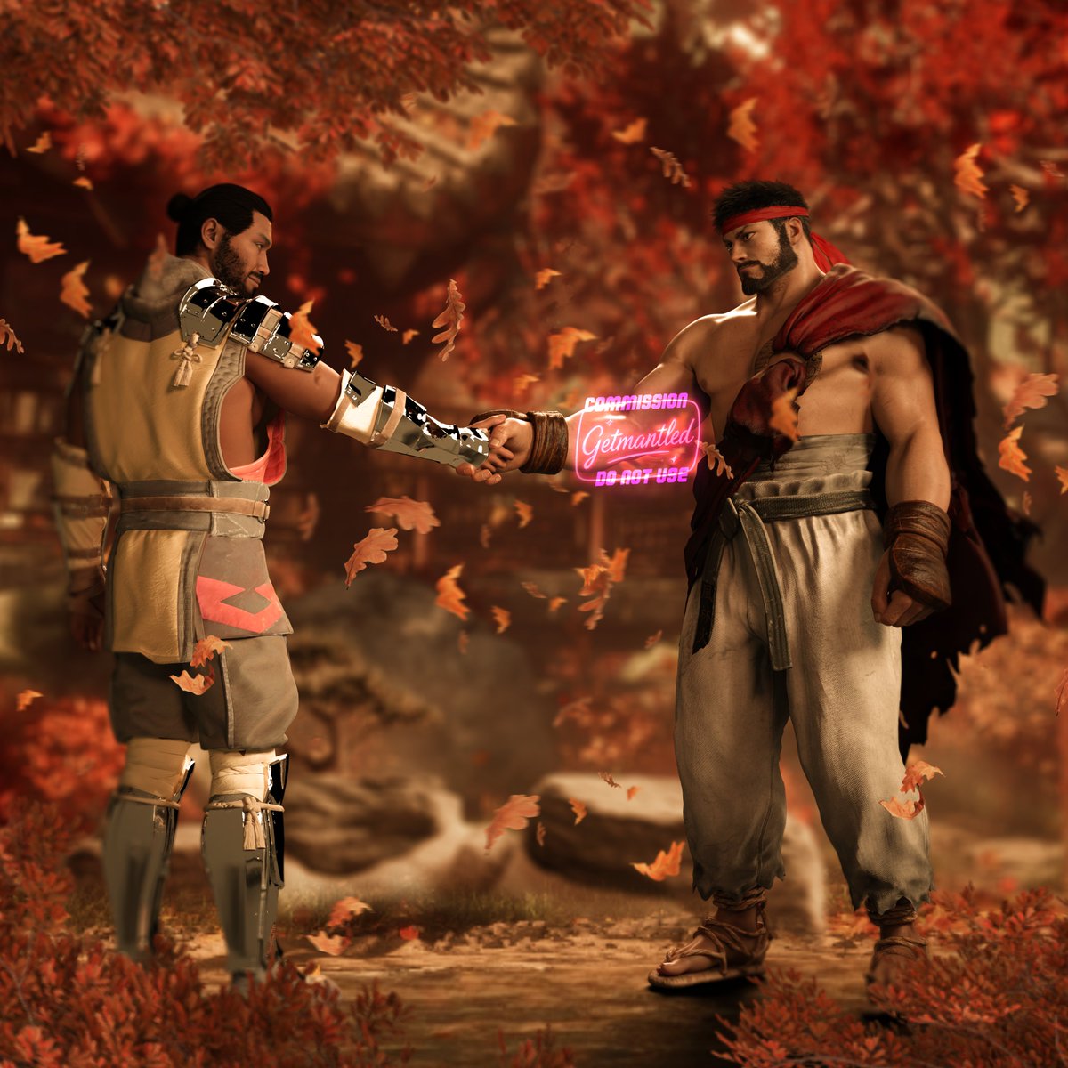 🔥👊 Respect transcends realms! 🌕💥
Big thanks to <a href="/Private__Emo/">Your Favourite Emo</a> for commissioning this epic moment between Scorpion and Ryu 

#StreetFighter #MortalKombat #Scorpion #Ryu #FanArt #Crossover #FGC #3Drender