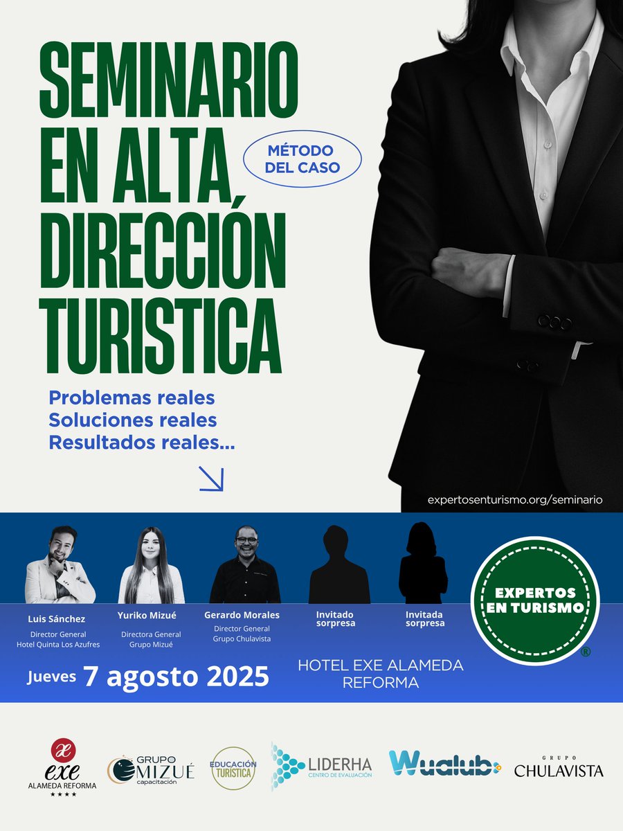¡No te pierdas el Seminario en Alta Dirección Turística en CDMX!

Conviértete en el líder que el turismo necesita. Reserva tu lugar hoy.

Más información: expertosenturismo.org/seminario