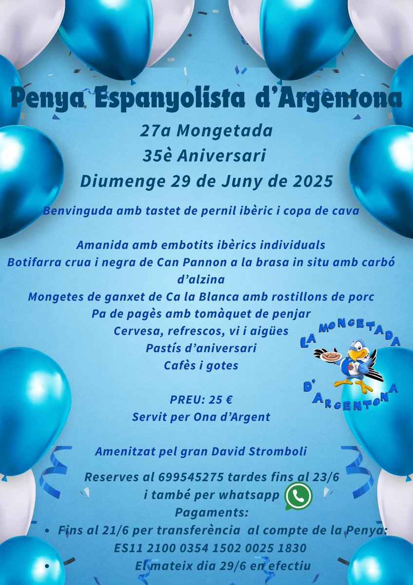 Ja us podeu apuntar, places limitades. #argentona #fcpe #rcde #mongetda