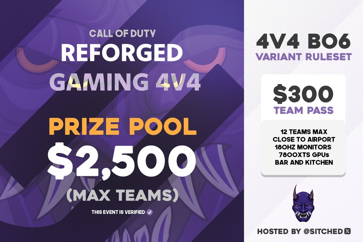 uSync (@usyncgg) on Twitter photo ๐จ NEW LAN ๐จ
BO6 4v4 Variant๐ฅ
uSync Verified+ โ
Hosted by <a href="/Sitched/">flippin</a>, sponsored by <a href="/TeamBasai/">Basai ๐ฃ</a>, organized at <a href="/ReforgedGL/">ReforgedGamingLounge</a>.
๐๏ธ August 2-3rd
๐ฎ 12 Teams
๐ $2500 Prize Pool (Max Teams)
๐๏ธ $300 Team Pass
๐ฅ DM <a href="/Sitched/">flippin</a> for Team Pass ๐จ NEW LAN ๐จ
BO6 4v4 Variant๐ฅ
uSync Verified+ โ
Hosted by <a href="/Sitched/">flippin</a>, sponsored by <a href="/TeamBasai/">Basai ๐ฃ</a>, organized at <a href="/ReforgedGL/">ReforgedGamingLounge</a>.
๐๏ธ August 2-3rd
๐ฎ 12 Teams
๐ $2500 Prize Pool (Max Teams)
๐๏ธ $300 Team Pass
๐ฅ DM <a href="/Sitched/">flippin</a> for Team Pass