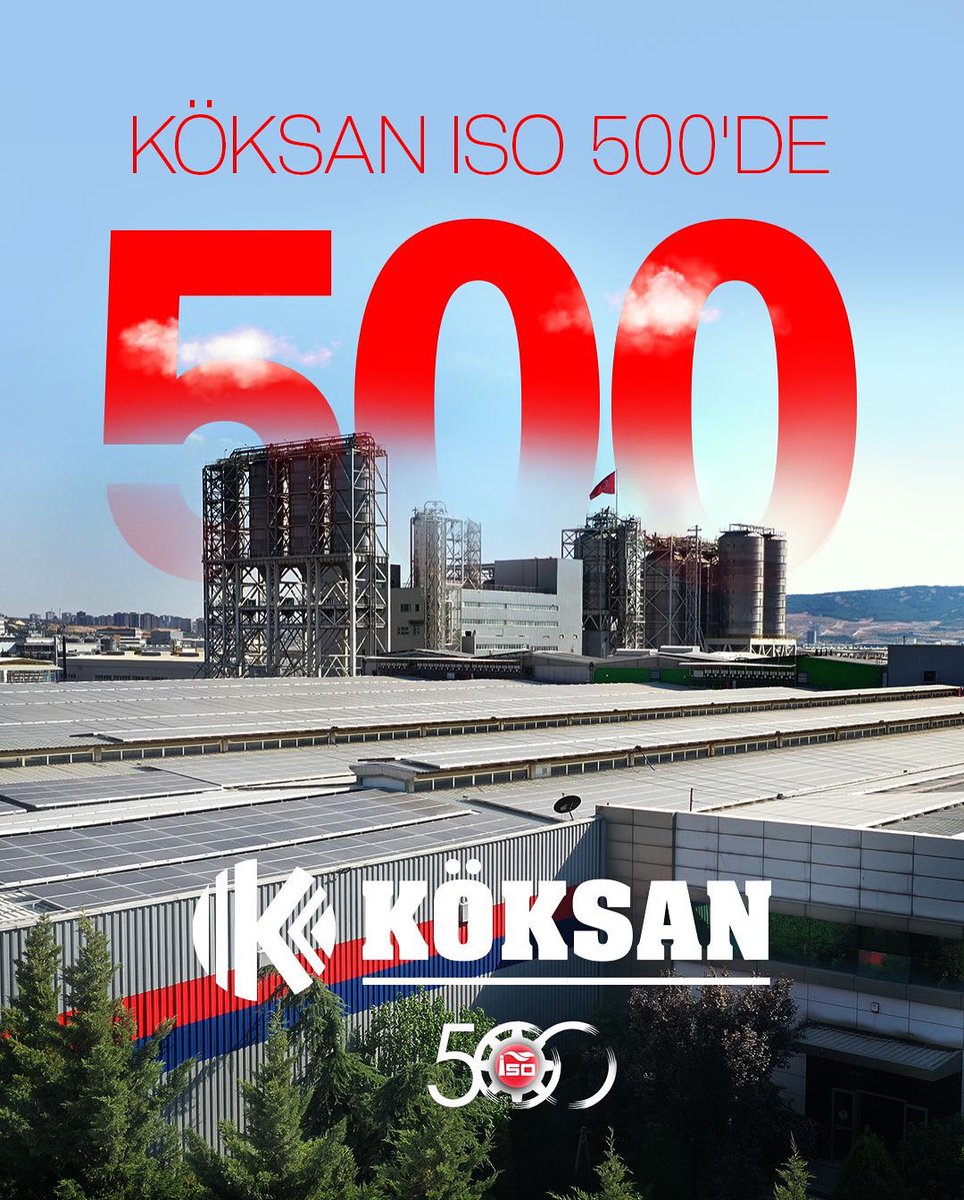 Koksanholding's tweet photo. Köksan olarak, Türkiye’nin en prestijli sanayi sıralaması olan ISO 500 listesinde 15. defa yer almanın gururunu yaşıyoruz.

Bu önemli başarıda emeği geçen başta değerli ekip arkadaşlarımız olmak üzere yerel ve uluslararası paydaşlarımıza içtenlikle teşekkür ederiz. https://t.co/9mEujzipuq