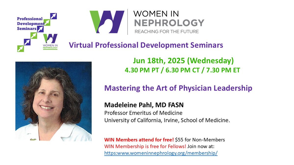 Only 1 weeks left to register!
Join us for the upcoming WIN Professional Development Seminar: "Mastering the Art of Physician Leadership"
 
Register here: eventbrite.com/e/mastering-th…