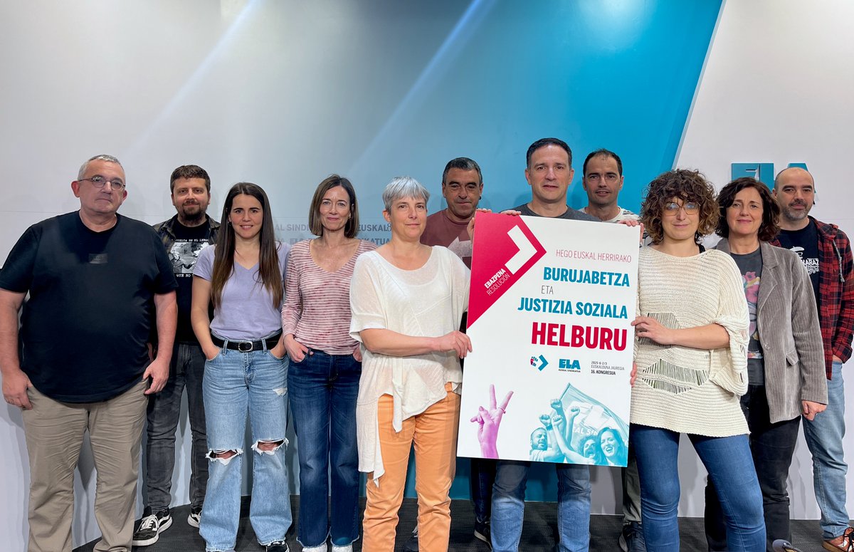 ✊ ELAk bere 16. Kongresurako ebazpena aurkeztu eta lan-zein gizarte-arloan eskuduntza osoak galdegin ditu.

✅ Estatuak hainbat urtez legeak bete gabe utzi ostean, sindikatuak herritarrek estatus politikoaren inguruko eztabaidan parte hartzea nahi du.

🔗 labur.eus/aceeyhfa