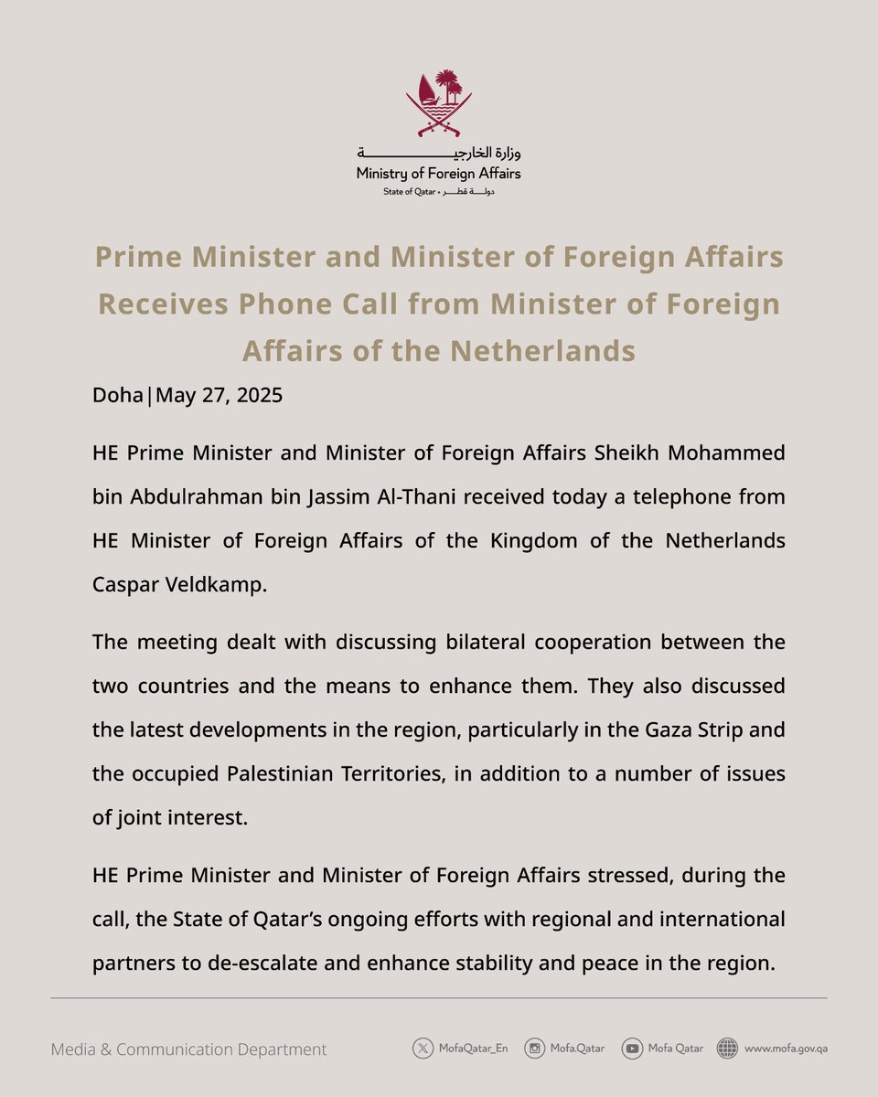 Ministry of Foreign Affairs - Qatar tweet media