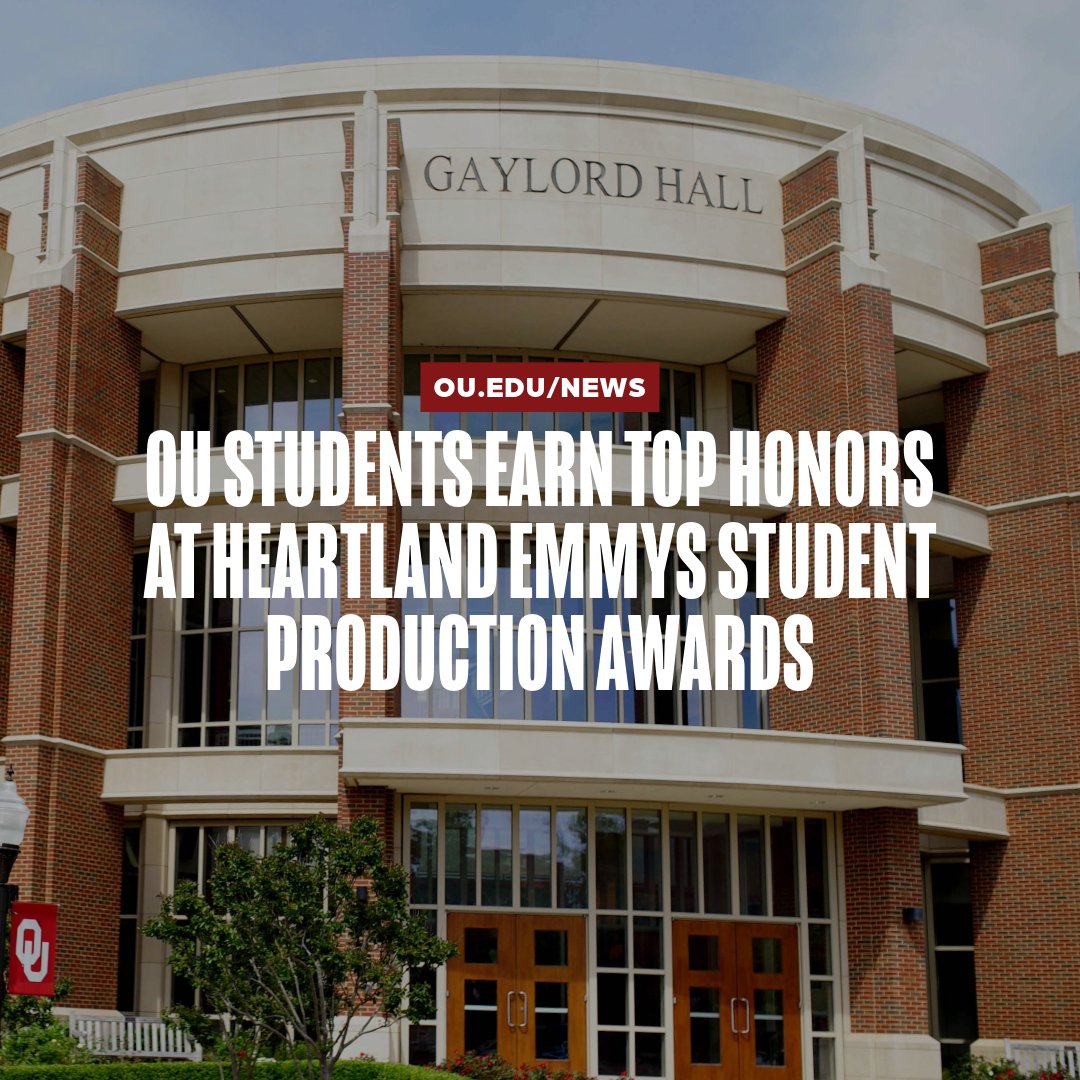 University of Oklahoma (@uofoklahoma) on Twitter photo NEWS: <a href="/GaylordCollege/">Gaylord College</a>, the nation's No. 1-ranked media program, earned six awards and more than a third of all nominations from @heartlandemmy.
๐ link.ou.edu/45s3d3B NEWS: <a href="/GaylordCollege/">Gaylord College</a>, the nation's No. 1-ranked media program, earned six awards and more than a third of all nominations from @heartlandemmy.
๐ link.ou.edu/45s3d3B