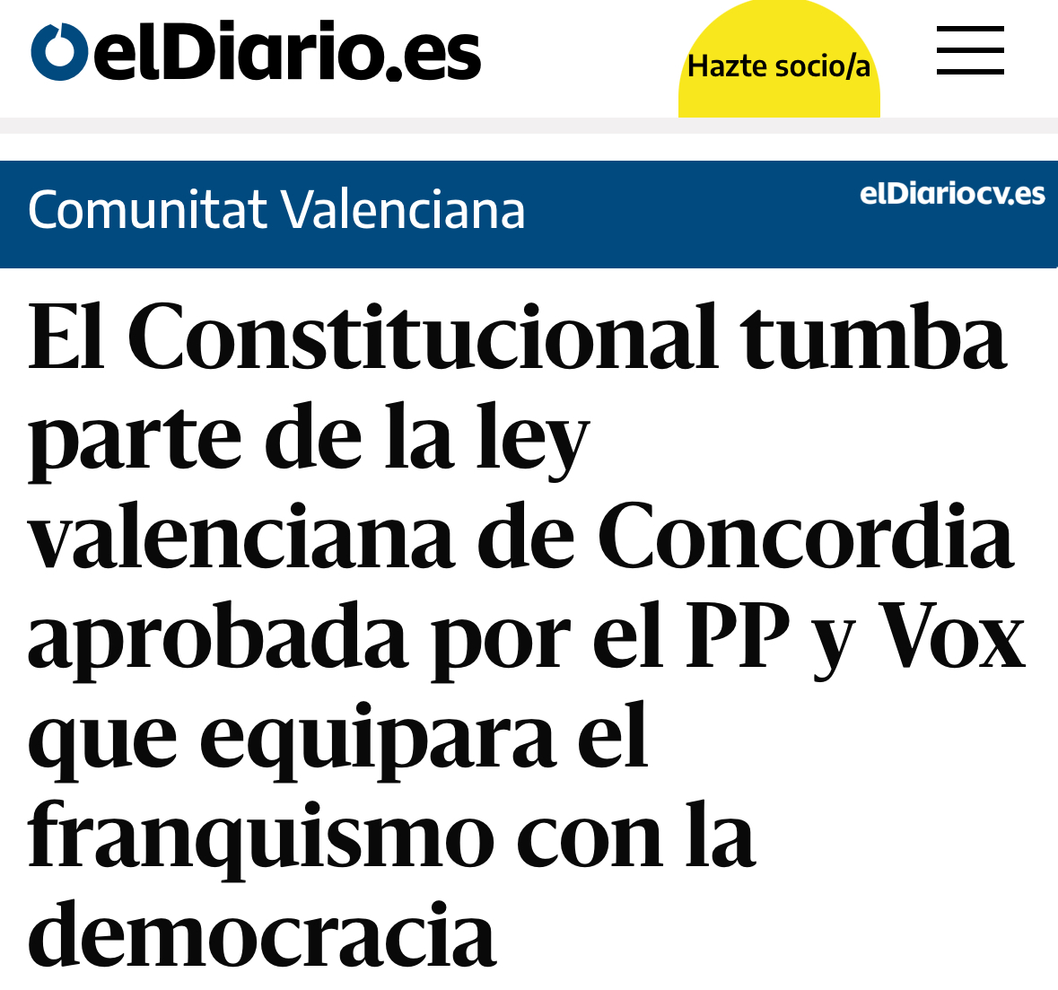 Ni blanquear el franquismo ni equiparar a víctimas con verdugos.

El Gobierno de <a href="/sanchezcastejon/">Pedro Sánchez</a> y els <a href="/SocialistesVal/">PSPV-PSOE</a> haremos frente por todos los medios a cualquier intento de Mazón y su Consell de vulnerar los Derechos Humanos.

#VolemVotar 

eldiario.es/comunitat-vale…