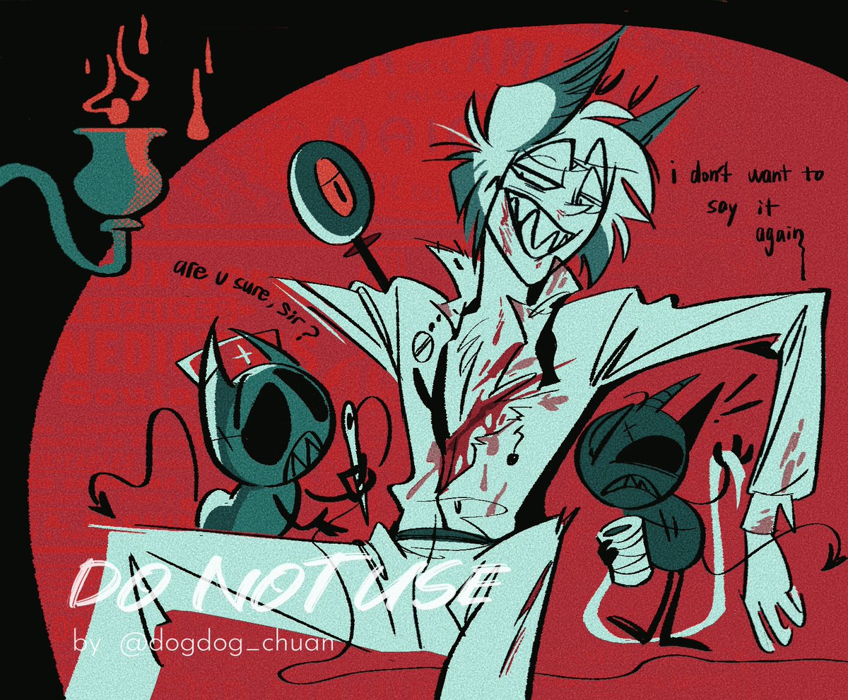Dogdog_chuan's tweet image. they asked ala if he was sure for stitching,
ala said——
#HazbinHotel #alastor
commission