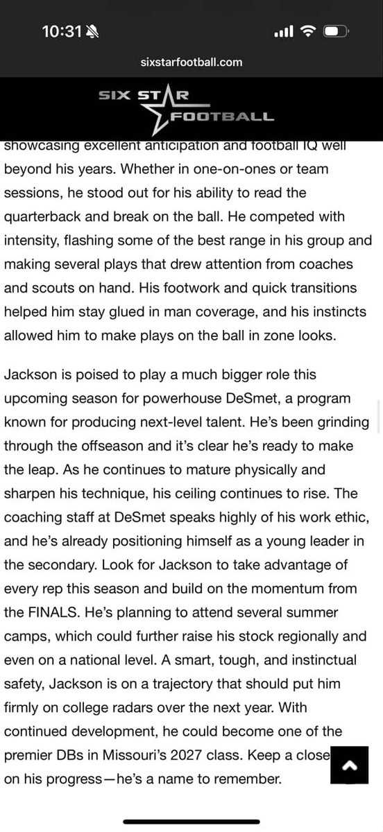 Jayden Jackson (@jjacksondfb) on Twitter photo Thank you <a href="/sixstarfootball/">Six Star Football | PLUS+</a> for the write up, really appreciate it!
<a href="/CoachPoe1914/">Coach Poe *Trenches Reloaded *</a> <a href="/JPRockMO/">JP Rock</a> <a href="/DeSmetFB/">De Smet Jesuit Football</a> <a href="/JHMerrittJr/">John Merritt π</a> Thank you <a href="/sixstarfootball/">Six Star Football | PLUS+</a> for the write up, really appreciate it!
<a href="/CoachPoe1914/">Coach Poe *Trenches Reloaded *</a> <a href="/JPRockMO/">JP Rock</a> <a href="/DeSmetFB/">De Smet Jesuit Football</a> <a href="/JHMerrittJr/">John Merritt π</a>