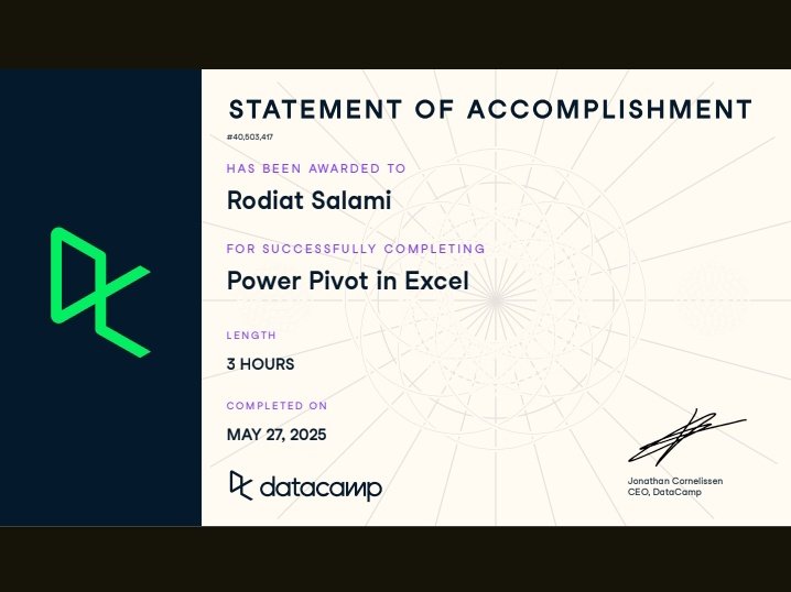 RodiahAdeola's tweet photo. I’m also thinking of building a small project next to lock in the skill. If you've used Power Pivot before, what helped you improve? Any tips? Short cuts? https://t.co/4KzPNmIrX3