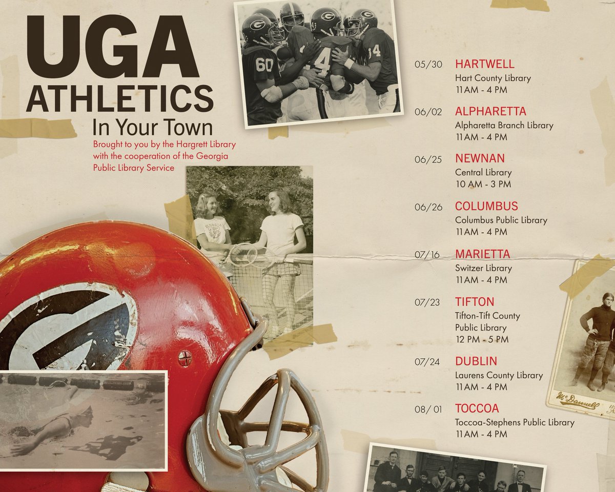 Hargrett Library (@hargrettlibrary) on Twitter photo Jason Hasty, our <a href="/universityofga/">UGA</a> Athletics History Specialist, will join <a href="/djohnstonuga/">David Johnston</a> and <a href="/LoganMBooker/">Logan Booker</a> at 9am on <a href="/960theref/">960 The Ref</a> to discuss the 'UGA Athletics in Your Town' tour, which kicks off this Friday at the public library in Hartwell!
#UGA
#GoDawgs Jason Hasty, our <a href="/universityofga/">UGA</a> Athletics History Specialist, will join <a href="/djohnstonuga/">David Johnston</a> and <a href="/LoganMBooker/">Logan Booker</a> at 9am on <a href="/960theref/">960 The Ref</a> to discuss the 'UGA Athletics in Your Town' tour, which kicks off this Friday at the public library in Hartwell!
#UGA
#GoDawgs