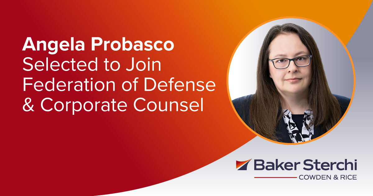 CONGRATULATIONS to Baker Sterchi Member Angela Probasco, who has accepted an invitation to join the esteemed Federation of Defense &amp; Corporate Counsel. Read more: conta.cc/4kI91dX