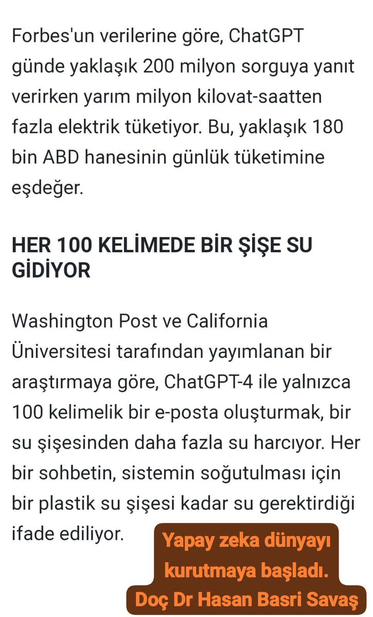 İnekler binlerce yıldır ekosisteme katkı sağlarken, bir ChatGPT sohbeti 100 kelimede bir şişe suyu buharlaştırıyor! 🐄💧 Teknoloji devleri, 'inekleri suçlamadan' önce kendi enerji açlıklarını sorgulasın. Doğa dostu çözümler, yok etmek değil; dengeyi korumakta! 🌍🤖 #İneklerMasum