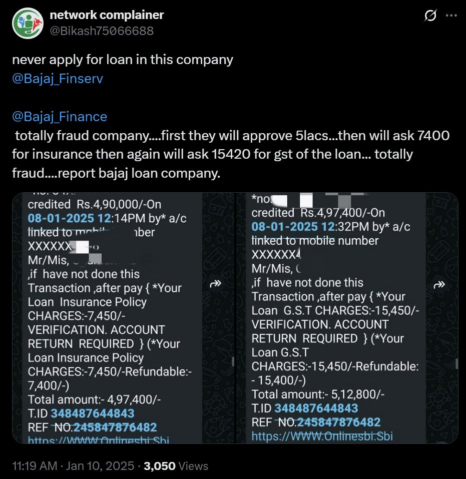 11. Just look at the flood of complaints on X, countless users are calling out how Bajaj Finance is running its business. This isn’t an exception; it’s a pattern.