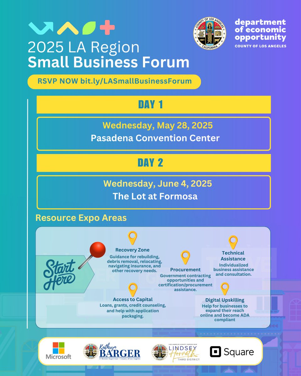 Supervisor Kathryn Barger (@kathrynbarger) on Twitter photo Entrepreneurs, small businesses, & nonprofits: Join us tomorrow for <a href="/EconOppLA/">LA County Department of Economic Opportunity (DEO)</a>'s Small Business Summit! Attend panels, register for County permits and certification, access resources from government agencies and community partners, and enter giveaways: ladeobusiness.com Entrepreneurs, small businesses, & nonprofits: Join us tomorrow for <a href="/EconOppLA/">LA County Department of Economic Opportunity (DEO)</a>'s Small Business Summit! Attend panels, register for County permits and certification, access resources from government agencies and community partners, and enter giveaways: ladeobusiness.com