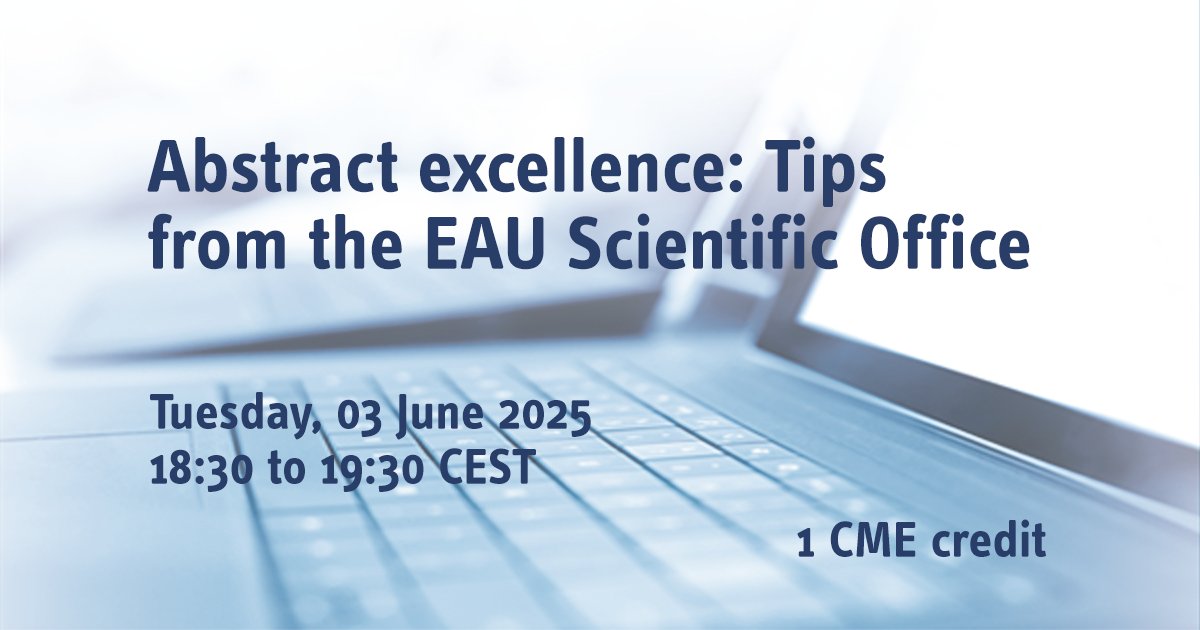European School of Urology (EAU ESU) (@urowebesu) on Twitter photo Learn how to craft standout abstracts, deliver impactful presentations, & boost your career—straight from the experts Profs. <a href="/MaartenAlbersen/">Maarten Albersen</a>, <a href="/BPeyronnet/">Benoît Peyronnet</a>, <a href="/KariTikkinen/">Kari Tikkinen</a>, & F. Van Der Aa
with real-world examples. Register now for this new #UROwebinar!
👉 webinars.uroweb.org/EAU/webinars/1… Learn how to craft standout abstracts, deliver impactful presentations, & boost your career—straight from the experts Profs. <a href="/MaartenAlbersen/">Maarten Albersen</a>, <a href="/BPeyronnet/">Benoît Peyronnet</a>, <a href="/KariTikkinen/">Kari Tikkinen</a>, & F. Van Der Aa
with real-world examples. Register now for this new #UROwebinar!
👉 webinars.uroweb.org/EAU/webinars/1…