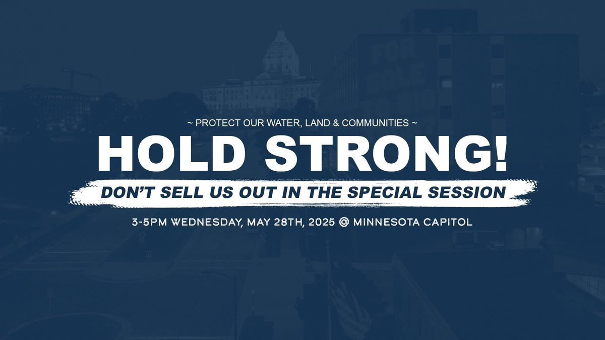 Join us Wed, 3–5pm at the MN Capitol for a rapid-response rally to Protect Our Water, Lands &amp; Communities!

Special Session deals are happening behind closed doors. We demand clean water, thriving ecosystems &amp; climate justice — NOT profits for billionaires.