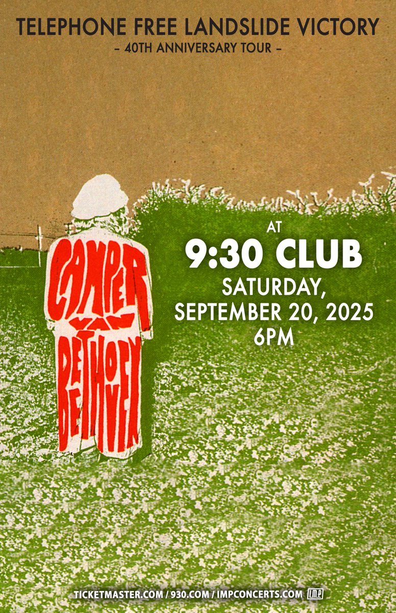 Just Announced Camper Van Beethoven 9:30 Club 
Tix go on sale May 29th 10:00 AM EST -  Ticket Link Below ticketmaster.com/event/150062B4…