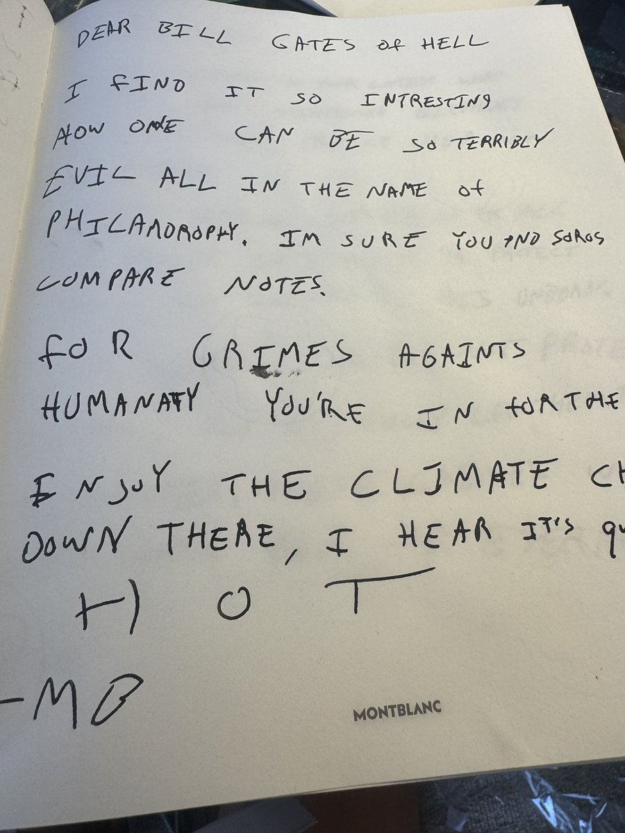 Mr. Black (@mrblack4384) on Twitter photo Dear Bill Gates of HELL <a href="/BillGates/">Bill Gates</a>
I find it so interesting how one can be so evil all in the name of philanthropy. I’m sure you and the wicked Soros compare notes.
For crimes against humanity you’re in for the max.
Enjoy the climate change down there, I hear it’s quite Dear Bill Gates of HELL <a href="/BillGates/">Bill Gates</a>
I find it so interesting how one can be so evil all in the name of philanthropy. I’m sure you and the wicked Soros compare notes.
For crimes against humanity you’re in for the max.
Enjoy the climate change down there, I hear it’s quite