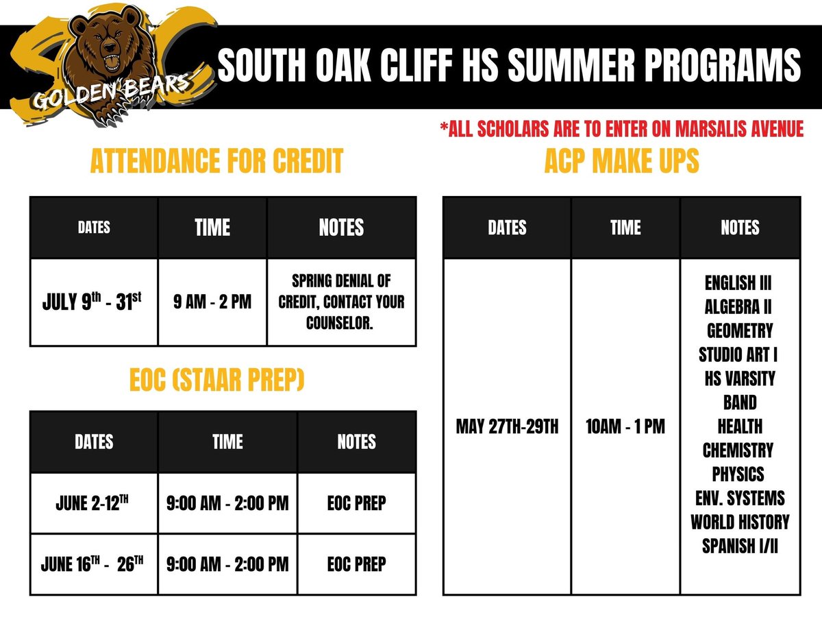 We have several opportunities for our scholars to catch up on what might have been missed this semester! See photos for important dates 🕋