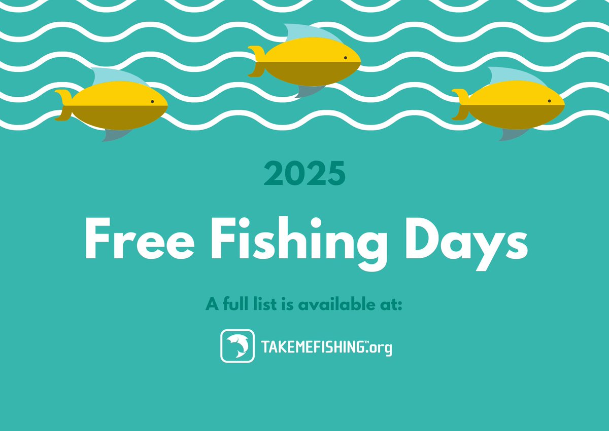 During National Fishing &amp; Boating Week 6/1-8, many states offer free fishing days. These are a great time for people to try fishing, or for experienced anglers to introduce friends or family!

View list: bit.ly/3ZyER4y

#FreeFishingDays #NFBW2025 #FindYourBestSelf