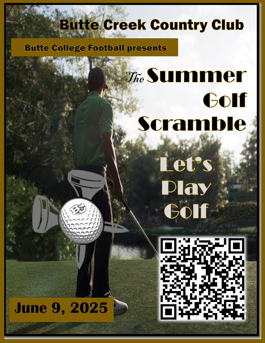 ButteFootball's tweet image. 📷2 weeks until tee time! 📷
The @ButteFootball Summer Golf Classic takes place Monday, June 9th at Butte Creek Country Club. Join us for a great day of golf and a great way to show your #BCPride helping your Roadrunners!
Register here: charitygolftoday.com/event?e=18463&… or click the QR