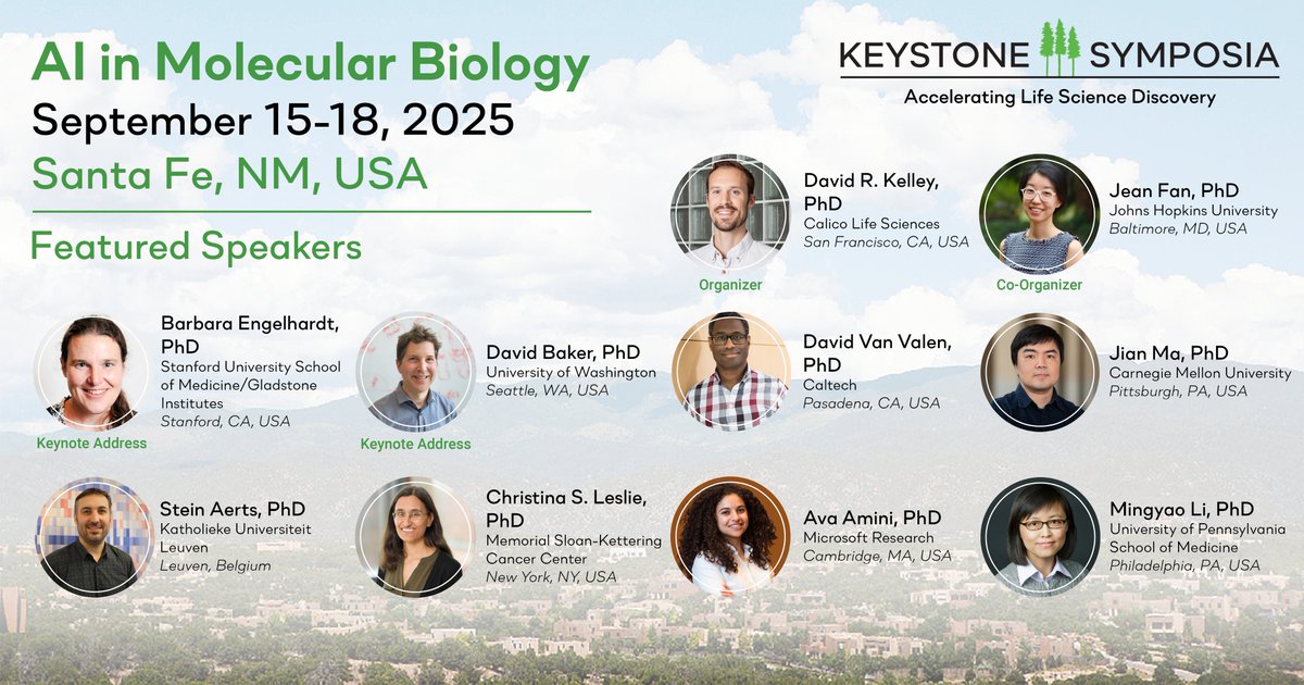 Dr. Jean Fan (@jefworks) on Twitter photo Interested in learning more about #AI in molecular #biology? Students can apply for a scholarship and short talk at our <a href="/KeystoneSymp/">Keystone Symposia</a> this September: keysym.us/KSAIBio26 #KSAIBio26 Deadline June 3, 2025
Check out our speakers lineup with academic and industry leaders! 🥳🥂 Interested in learning more about #AI in molecular #biology? Students can apply for a scholarship and short talk at our <a href="/KeystoneSymp/">Keystone Symposia</a> this September: keysym.us/KSAIBio26 #KSAIBio26 Deadline June 3, 2025
Check out our speakers lineup with academic and industry leaders! 🥳🥂