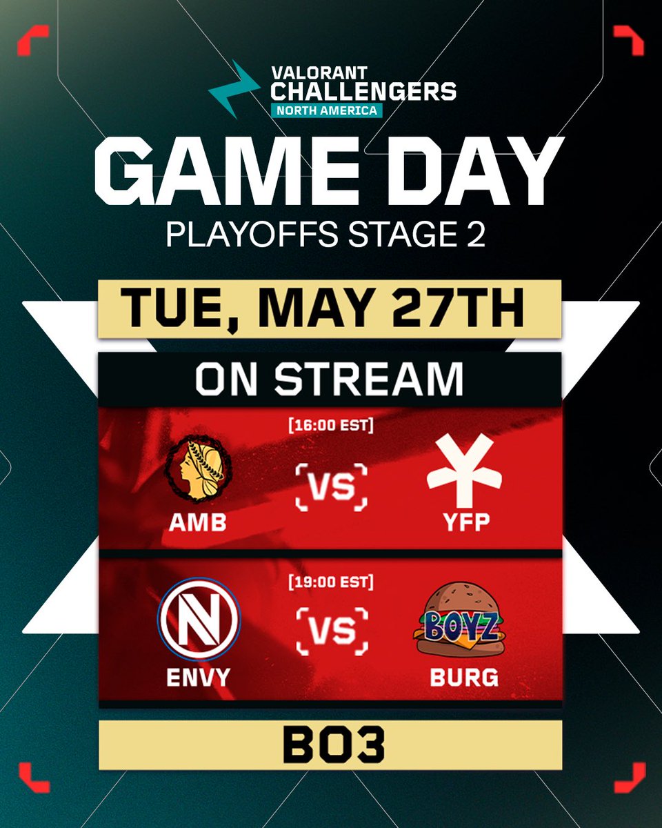 Two matches. Two stories.

One team fights to stay alive
One match decides our first Grand Finalist

Let’s get to it #ChallengersNA