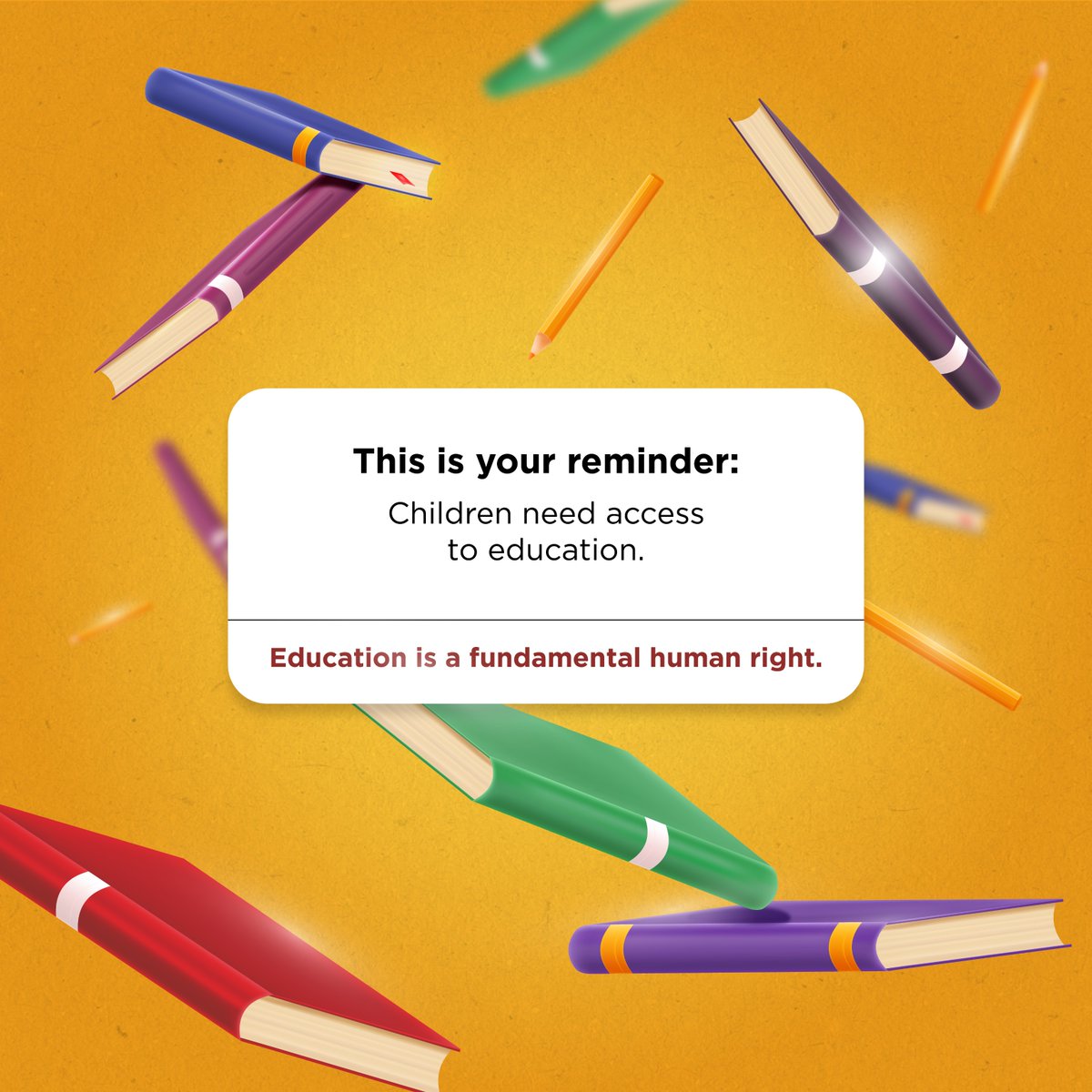 This is your reminder that EDUCATION is a fundamental human right.

Children need access to quality education. 📚
