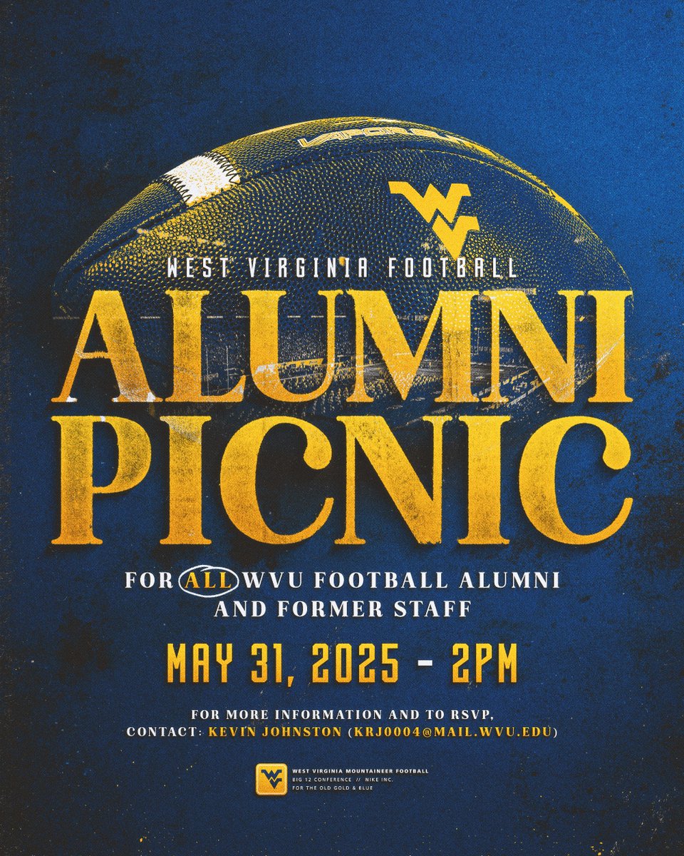 WVU Varsity Club (@wvuvarsityclub) on Twitter photo <a href="/WVUfootball/">West Virginia Football</a> The Football Alumni Picnic is this Saturday, May 31. Make sure to register, it is filling up and going to be a great time!!!
We can't wait to see you all!
#HAILWV
#HARDEDGE
#OAMAAM <a href="/WVUfootball/">West Virginia Football</a> The Football Alumni Picnic is this Saturday, May 31. Make sure to register, it is filling up and going to be a great time!!!
We can't wait to see you all!
#HAILWV
#HARDEDGE
#OAMAAM