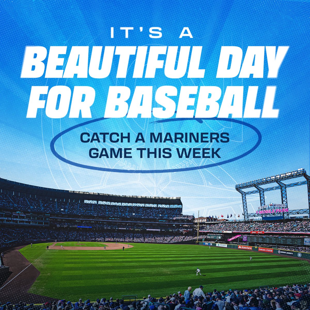 T-Mobile Park (@tmobilepark) on Twitter photo The sun is shining and the <a href="/Mariners/">Seattle Mariners</a> are home ☀️
Be here for just $11 👉 atmlb.com/3H9jHnd The sun is shining and the <a href="/Mariners/">Seattle Mariners</a> are home ☀️
Be here for just $11 👉 atmlb.com/3H9jHnd