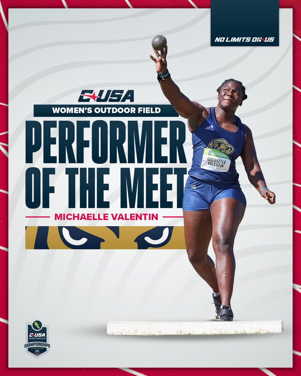 Conference USA (@conferenceusa) on Twitter photo ๐CUSA Outdoor Female Field Performer of the Meet๐
๐
Michaelle Valentin, <a href="/FIUTrackXC/">FIU Track & Field</a>
#NoLimitsOnUs | bit.ly/43CZGNC ๐CUSA Outdoor Female Field Performer of the Meet๐
๐
Michaelle Valentin, <a href="/FIUTrackXC/">FIU Track & Field</a>
#NoLimitsOnUs | bit.ly/43CZGNC