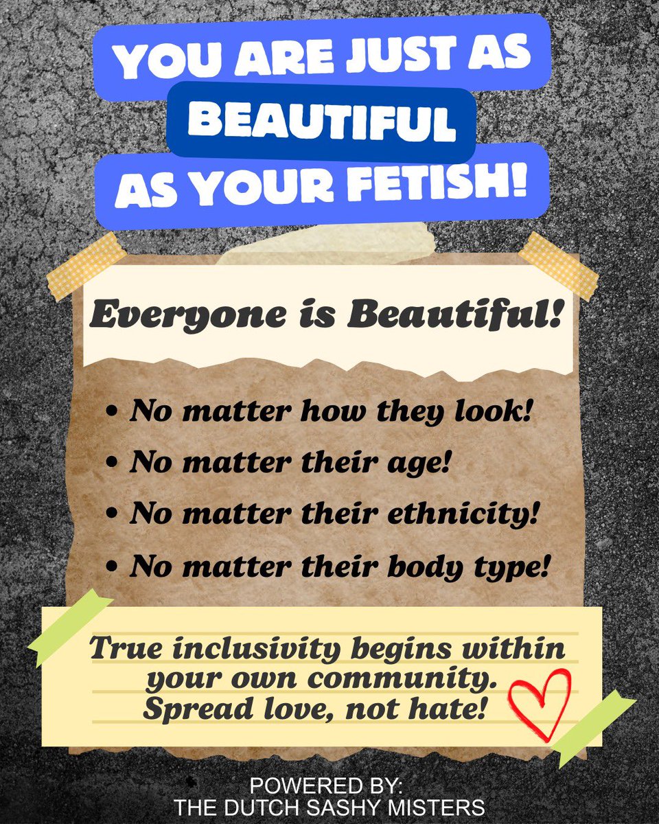 🌍 We live in a world where we’re constantly bombarded with images of so-called ideal beauty and body standards.
But let’s be real: those standards are often unattainable — and unrealistic.

Incusivity starts in our own comunity!

Spread love❤️
Not hate▪️