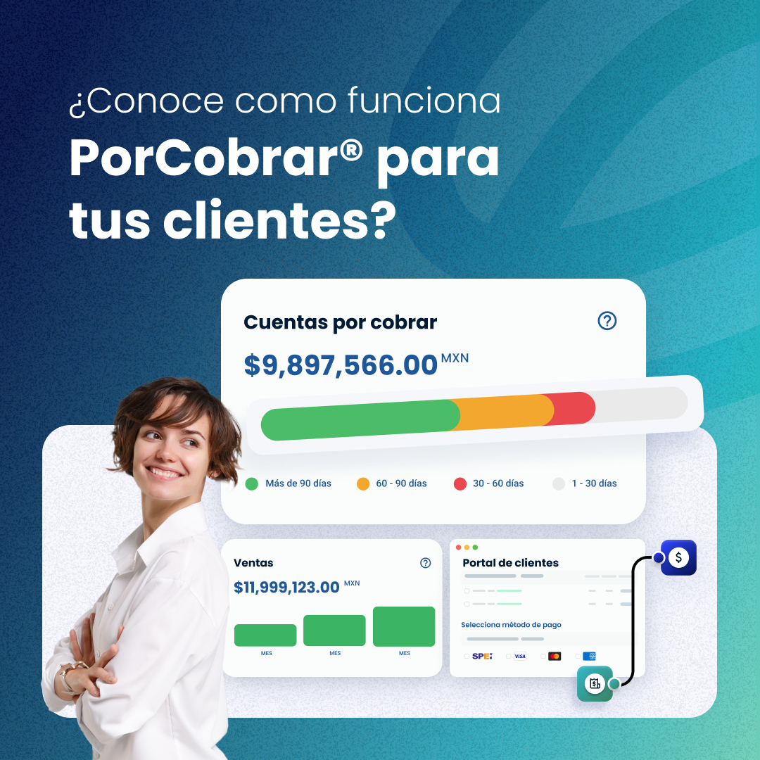 ¿Tus clientes ya compraron… pero no han pagado?

Con PorCobrar ves todo lo que te deben en un solo lugar, automatizas la cobranza y mejoras la experiencia de pago. Menos Excel, más ingresos.