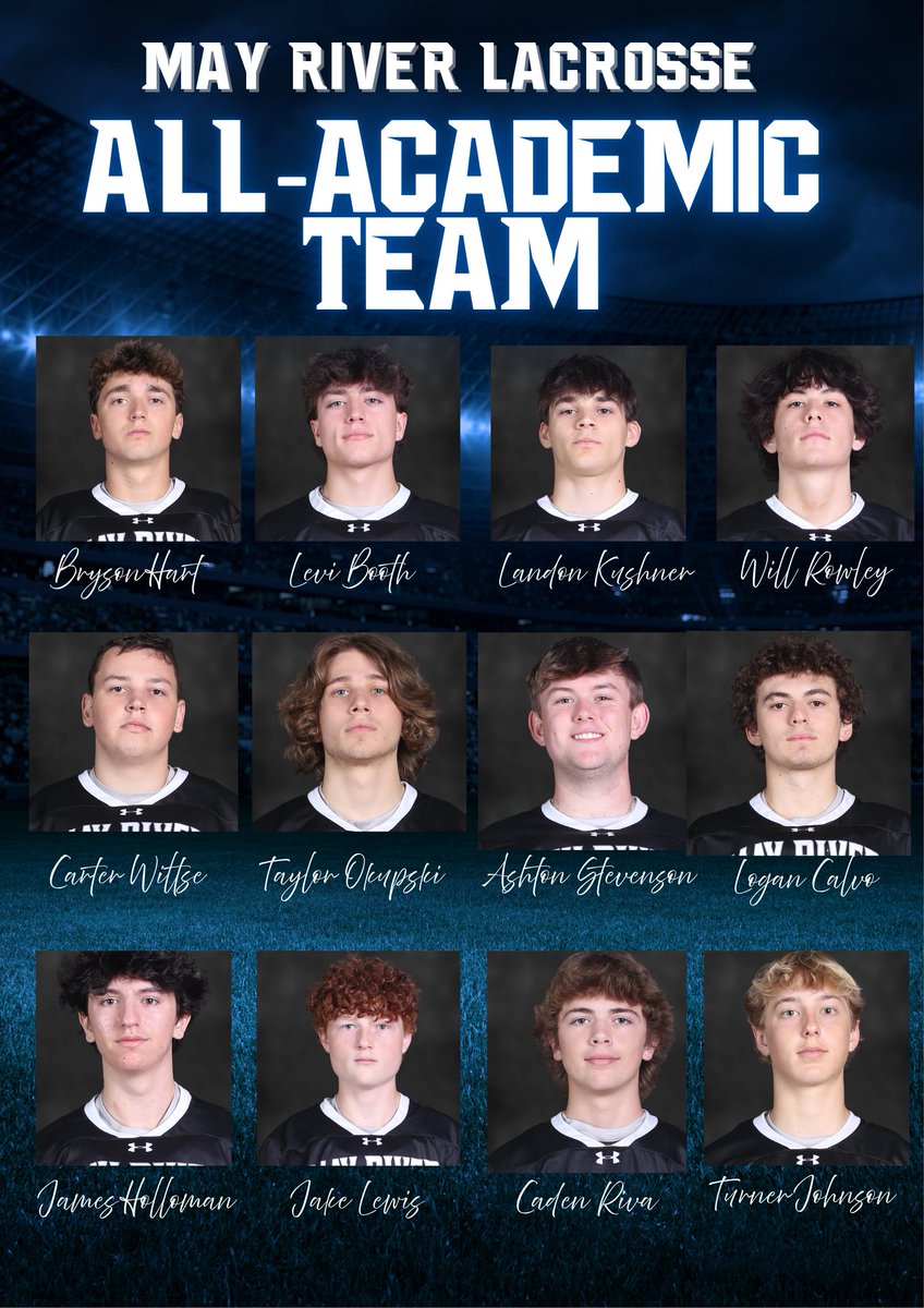 Introducing the 24-25 All-Academic Team. They maintained an A average in all classes during the 2024–2025 school year, all while taking AP, Cambridge, and CATE courses!

B Hart
L Booth
L Kushner
W Rowley
C Wiltse
T Okupski
A Stevenson
L Calvo
J Holloman
J Lewis
C Riva
T Johnson
