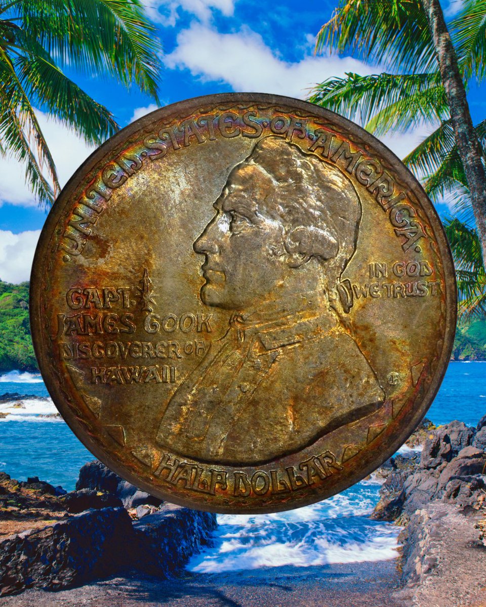 ANACoins's tweet image. 🌺 #TonerTuesday Spotlight:
The 1928 Hawaiian Sesquicentennial Half Dollar! 🔥
Only 10K minted, featuring Capt. Cook &amp;amp; King Kamehameha I.

💰 Sold for $2—the highest price for a commem at the time!
🌴 A tropical-toned tribute to Hawaiian history.

#Numismatics #RareCoins