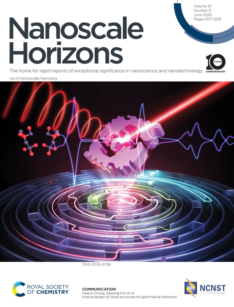 Excited to share the results of our collaboration with Hanyang University! In this work, we employed inverse design techniques to enhance helical dichroism.
We're also thrilled that our work is featured on the front cover of the journal!
pubs.rsc.org/en/content/art…