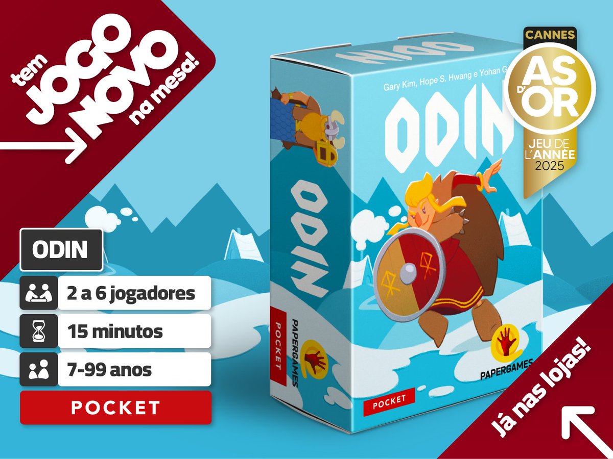 Lançamento novo na área: conheça Odin! 💙

Mergulhe no mundo dos Vikings e prove seu valor nas batalhas estratégicas de Odin! Jogo vencedor na categoria "Jogo do Ano" no renomado Prêmio As d’Or. 🏆

JÁ NAS LOJAS! 🤩 papergames.com.br/odin/